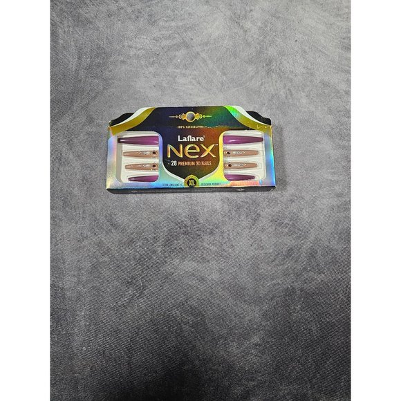 Laflare NEX 3D NAIL, XLONG Length Acrylic Fake Press On Nails Crystal Indigo - Picture 1 of 4